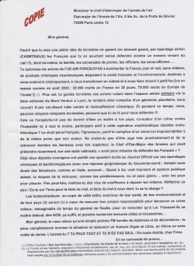 lettre au chef Etat Major de l'Armee Air