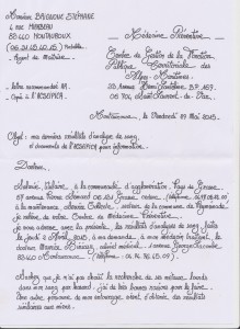 lettre à Médecine du Travail 1