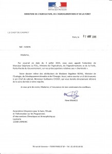 reponse du Ministre Agriculture 7aou15