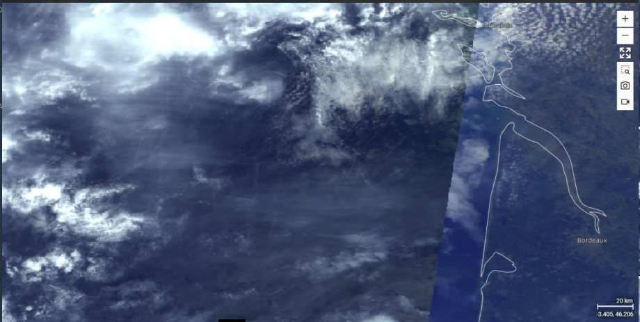 Nuages chimiques, photo satellite