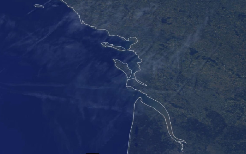 Trainées chimiques, chemtrails, sur photo satellite. Aquitaine Mai 2023